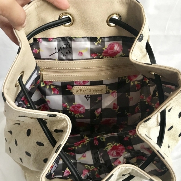 Polka Dot Drawstring Bag with Cherry Accent - Picture 5 of 6